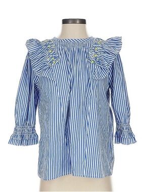 Tanya Taylor small Striped Ruffle Shoulder Blouse